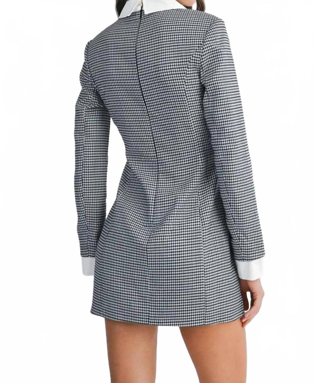 NEW MABLE stevie gingham check button mini dress in black - Picture 4 of 6